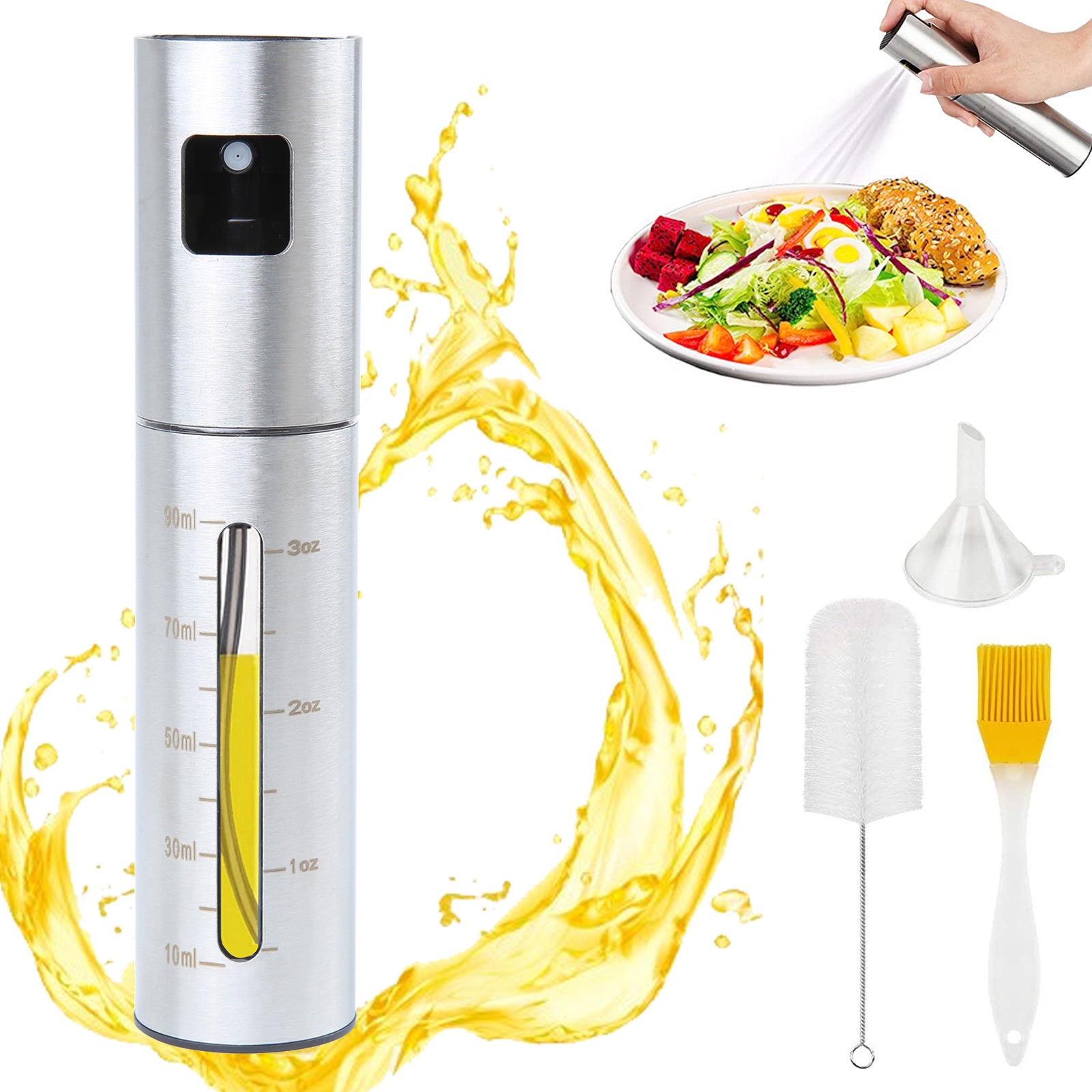 1 00ml Oil Sprayer For Cooking Portable Versatile Stainless Steel Olive Oil Spray Bottle Used For Salad Making Grilling Kitchen