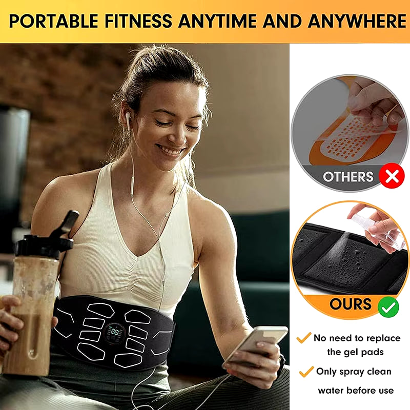 EMS Abdominal Muscle Toner Portable Fitness Massager Waist Trainer Body Slimming Shaping