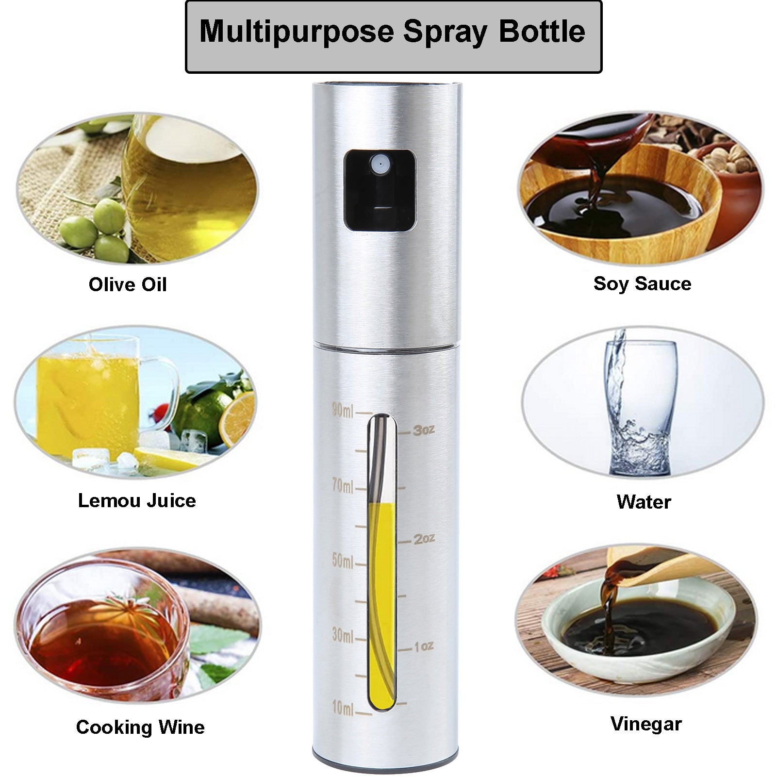 1 00ml Oil Sprayer For Cooking Portable Versatile Stainless Steel Olive Oil Spray Bottle Used For Salad Making Grilling Kitchen