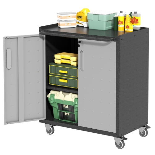 Heavy-Duty Metal Garage Storage Cabinet With Wheels - Sturdy And Durable Tool Storage Cabinet For Garage, Office, And Home Organizer Solutions